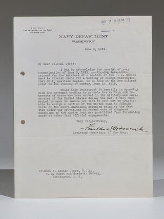 Item #1018 Typed Letter Signed by Franklin D. Roosevelt to Colonel E. Lester Jones Regarding the...