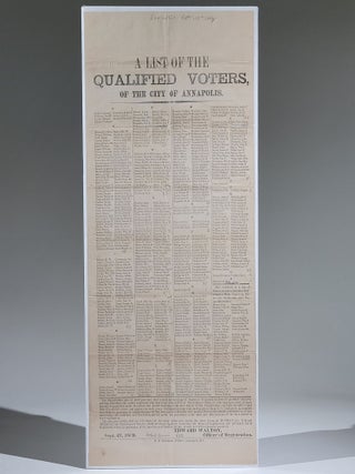 A List of the Qualified Voters, of the City of Annapolis