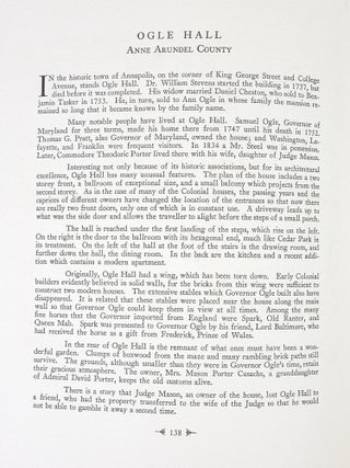 Colonial and Historic Homes of Maryland, One Hundred Original Etchings