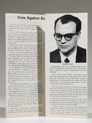 Vote Socialist Workers: *Freedom Now *Peace *Jobs for all *End the witchhunt *Independent labor and Negro political action. Students for DeBerry and Shaw