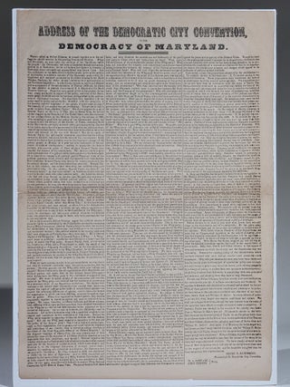 Item #1092 Address of the Democratic City Convention to the Democracy of Maryland. Election of...
