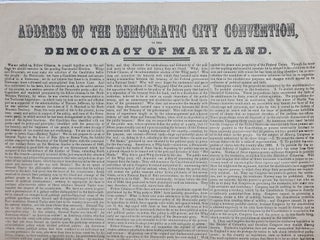 Address of the Democratic City Convention to the Democracy of Maryland