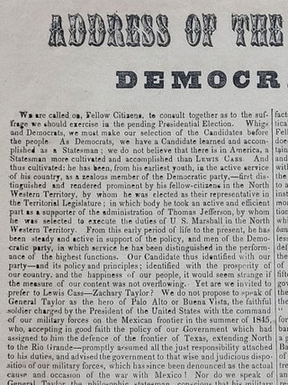 Address of the Democratic City Convention to the Democracy of Maryland