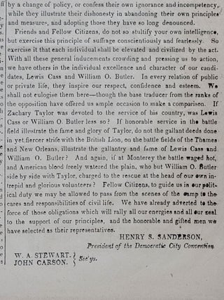 Address of the Democratic City Convention to the Democracy of Maryland