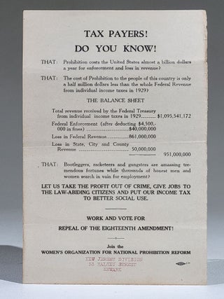Series of Four Broadsides Advocating Repeal of Prohibition