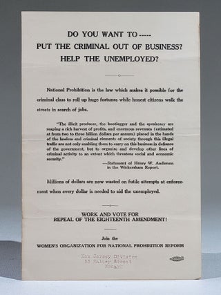Series of Four Broadsides Advocating Repeal of Prohibition
