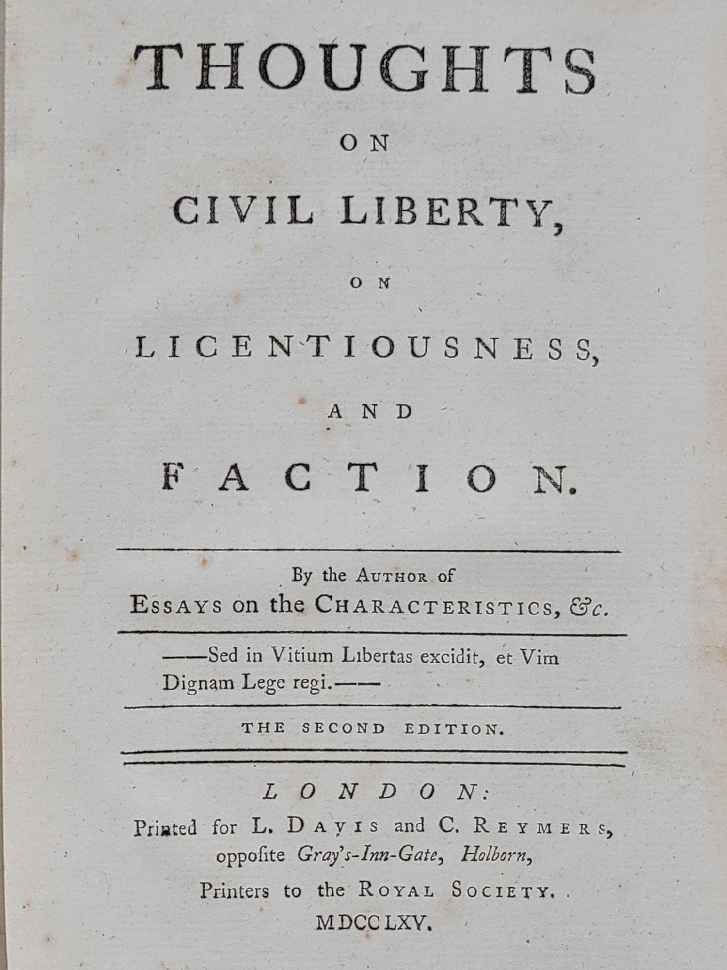 Thoughts on Civil Liberty, on Licentiousness, and Faction | John Brown ...