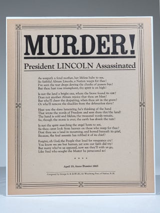 Item #11570 MURDER! President Lincoln Assassinated. George G. B. DeWolfe