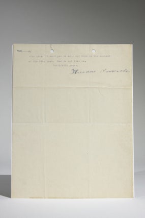 June 10, 1901 Typed Letter, Signed as Vice-President, to Col. William Cary Sanger Regarding the Acquaintance of Young College Men with Politics--Especially in Harvard