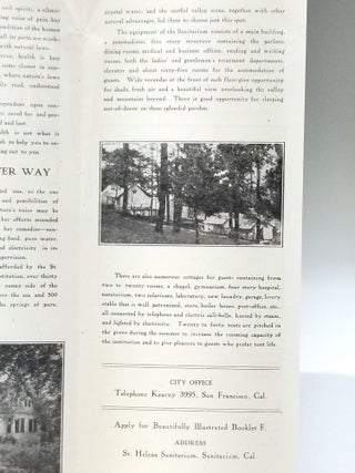 The Way to Health: St. Helena Sanitarium, California's Beauty Spot