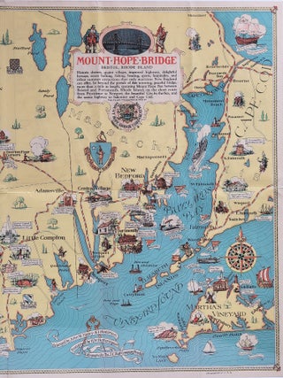 Item #1194 Mount Hope Bridge, Bristol, Rhode Island. Pictorial Map, RI Newport