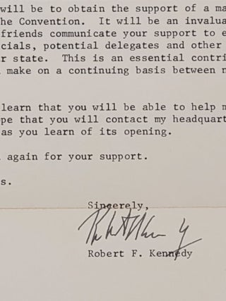 Item #1231 Typed Letter, Signed, on Presidential Campaign Letterhead Dated May 20, 1968, together...