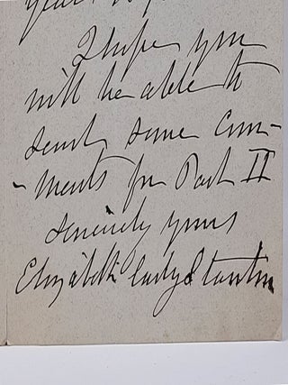 Autograph Letter Discussing "The Woman's Bible" Prior to Its Publication