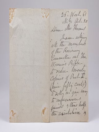 Autograph Letter Discussing "The Woman's Bible" Prior to Its Publication
