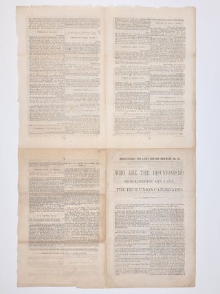Who are the Disunionists? Breckinridge and Lane, the True Union Candidates. Breckinridge and Lane Campaign Document, No. 16