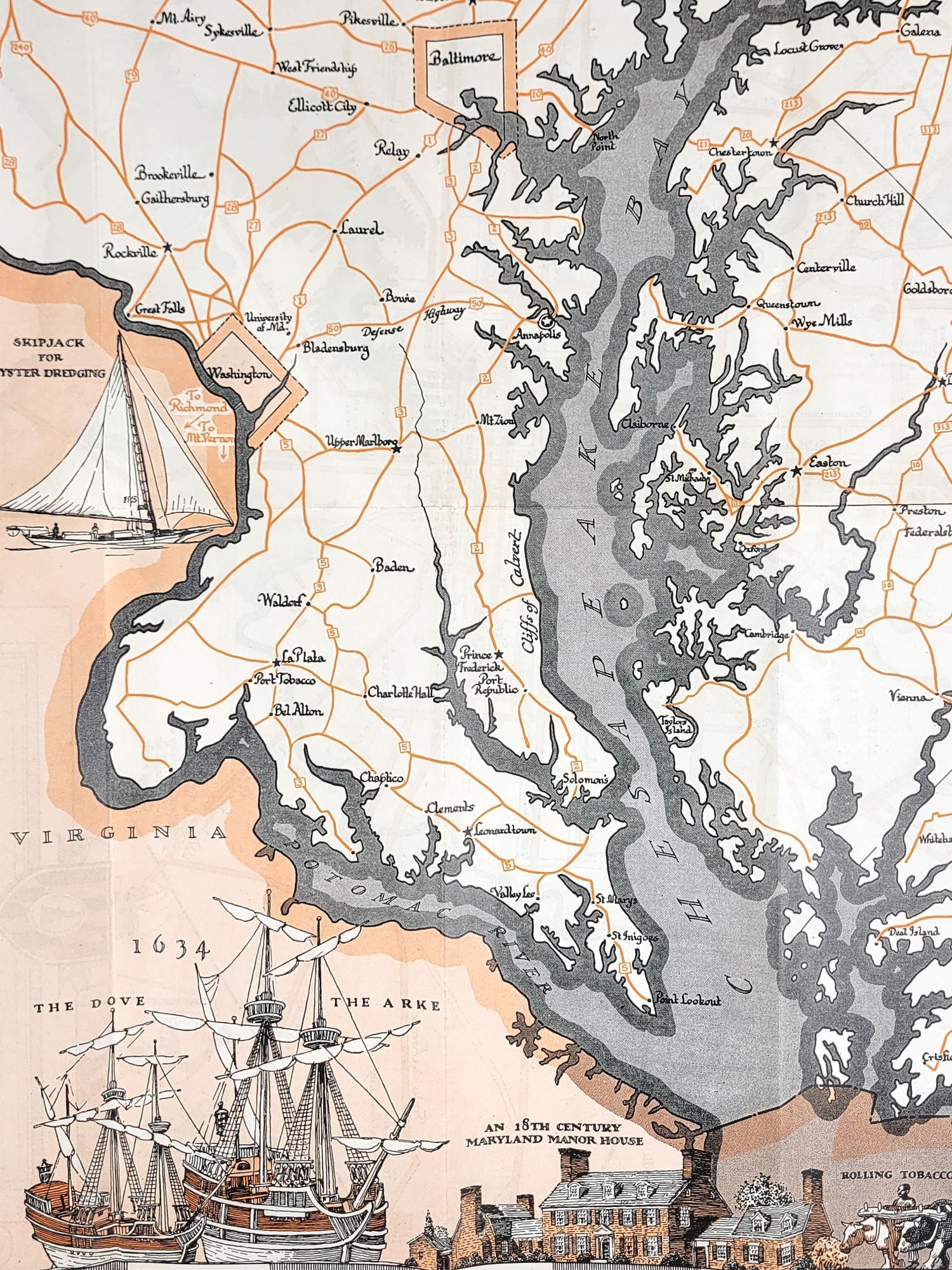 Baltimore Auto Routes Maps Map of Historic Baltimore, Showing Main Traffic Routes and Points of ...