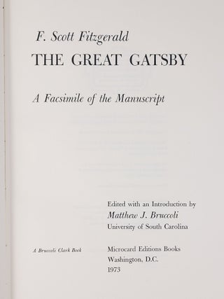 The Great Gatsby: A Facsimile of the Manuscript