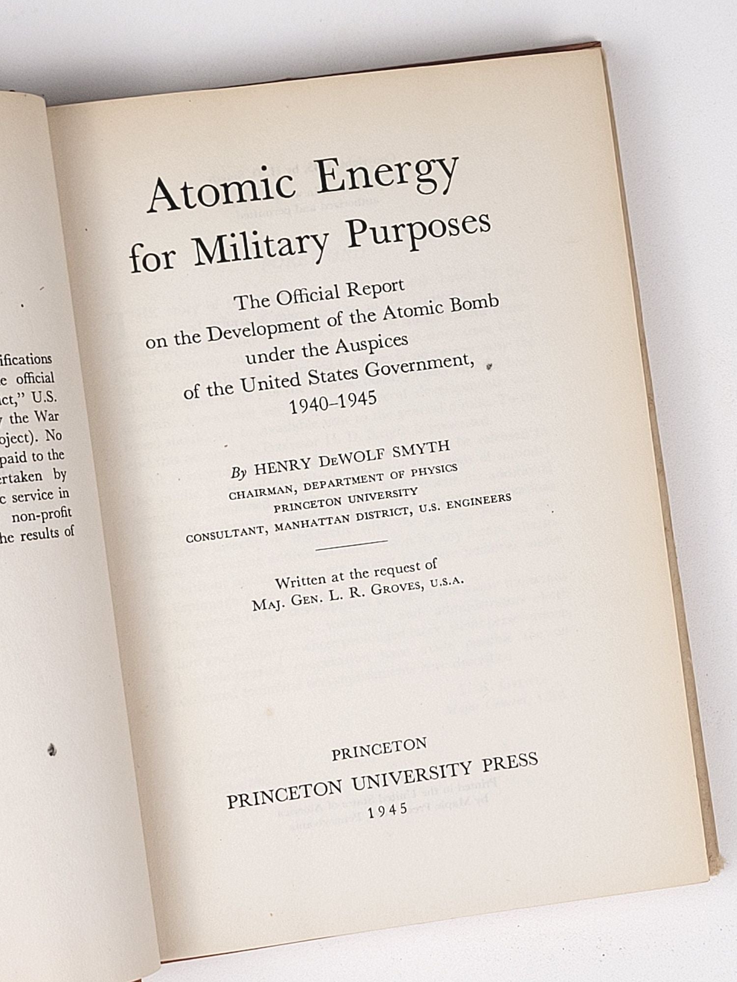 Atomic Energy for Military Purposes: The Official Report on the ...