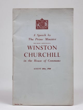 Item #1352 A Speech by The Prime Minister the Right Honourable Winston Churchill in the House of...