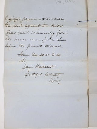 Letter Regarding American ship "Panchita," Accused of Slave Trading, Plus Two Other Letters on Legal Matters