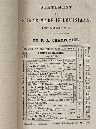 Statement of the Sugar Crop of Louisiana, of 1861-62. With an Appendix