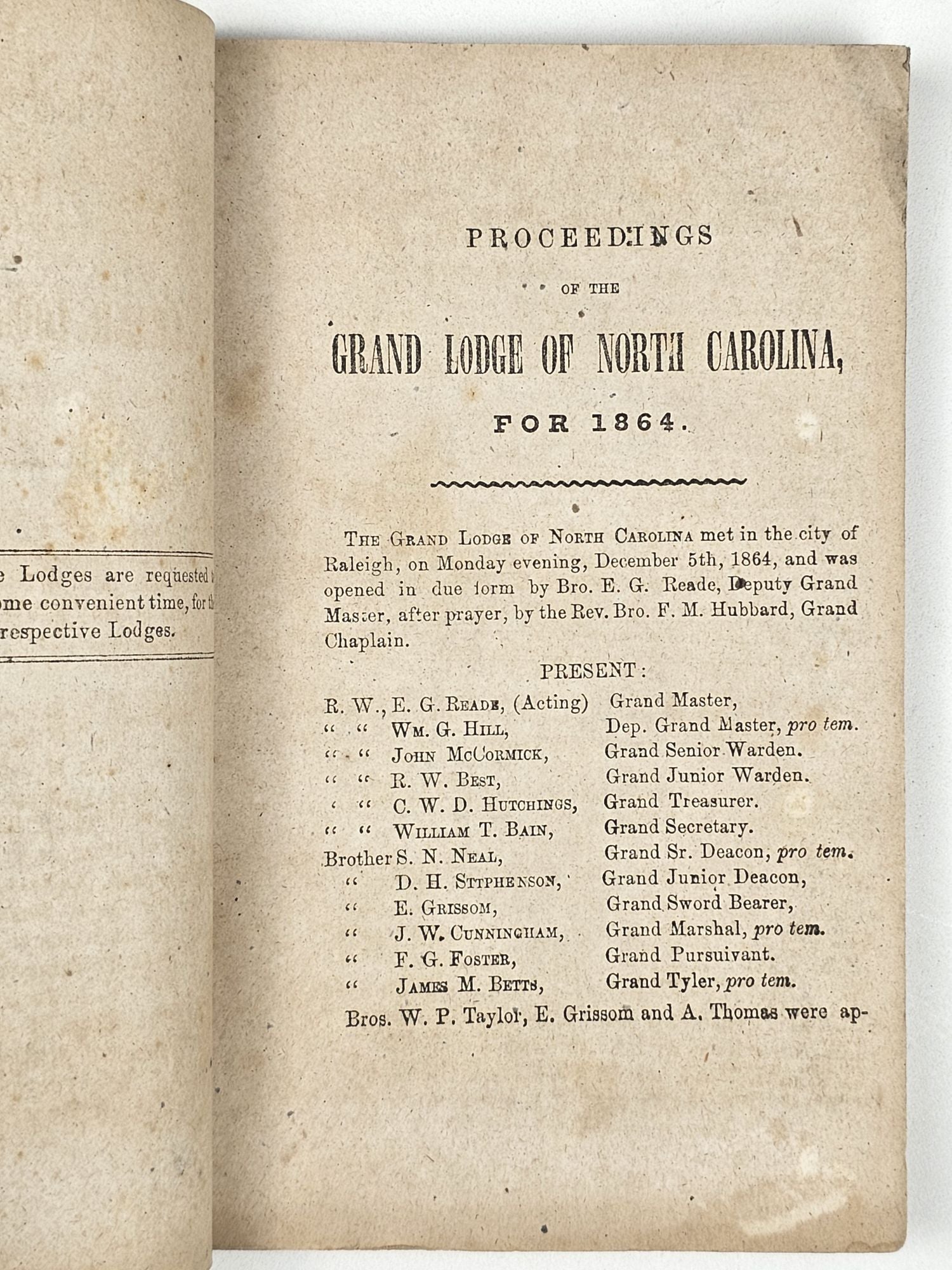 The Proceedings of the Grand Lodge of North Carolina