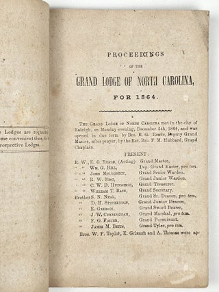 Proceedings of the Grand Lodge of Free and Accepted Masons of North Carolina. A. L. 5864