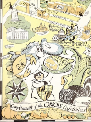 Item #1493 Oriole Map of Baltimore. Compliments of the Oriole Cafeterias. Yardley, Richard Quincy
