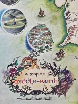 Item #1514 A Map of Middle-Earth. Tolkien, Pauline Baynes