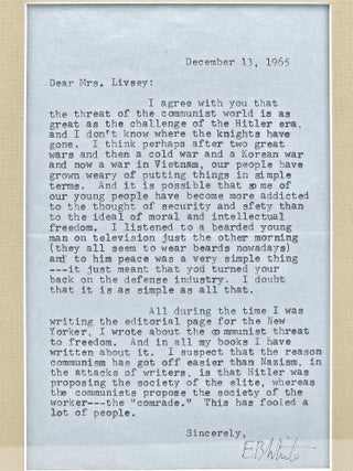Typed Letter, Signed, Discussing Communism in 1965