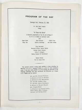 A Souvenir Program in Memory of Dr. William E. Burghardt DuBois 1868-1963
