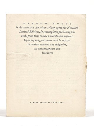 Seven Limited Editions for 1927, The Nonesuch Press