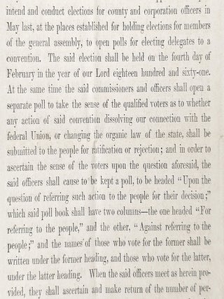 An Act: To Provide for Electing Members of a Convention, and to Convene the same. Passed January 14, 1861