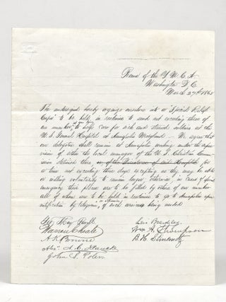 Letter of Formation of Y.M.C.A. "Special Relief Corps" for Sick and Starved Soldiers at Annapolis