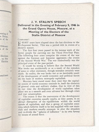 Speeches by J. V. Stalin and V. M. Molotov delivered at Election Meetings in Moscow in February, 1946