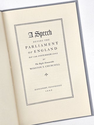 A Speech Before the Parliament of England on 11th November 1942