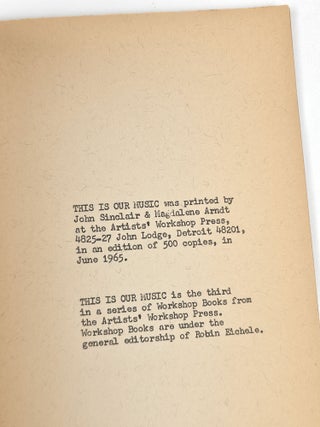 This is Our Music: poems "for the new music & the new musicians"