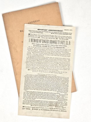 Address of Mr. S. Teackle Wallis, Chairman of the Committee, with the Reply of His Excellency, Governor Whyte, Delivered in the Senate Chamber, at Annapolis, At the Unveiling of the Statue of Chief Justice Taney, December 10th, 1872