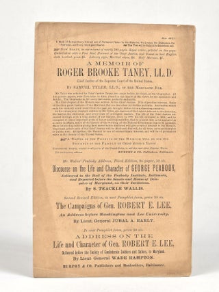 Address of Mr. S. Teackle Wallis, Chairman of the Committee, with the Reply of His Excellency, Governor Whyte, Delivered in the Senate Chamber, at Annapolis, At the Unveiling of the Statue of Chief Justice Taney, December 10th, 1872