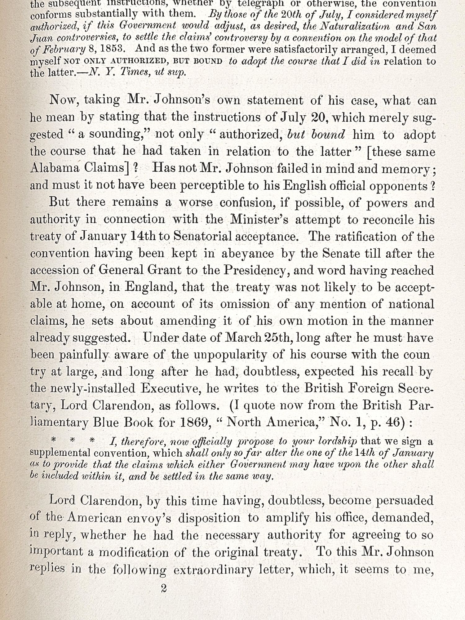 George Bemis Mr. Reverdy Johnson: The Alabama Negotiations, and Their Just ...