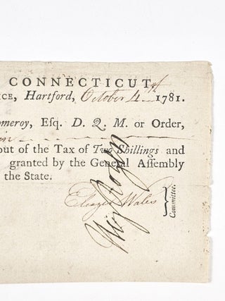Connecticut Revolutionary War Pay Order to Ralph Pomeroy, Deputy Quartermaster