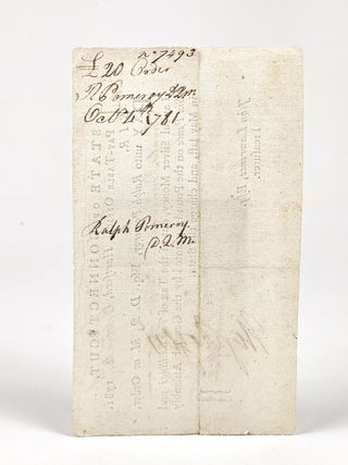 Connecticut Revolutionary War Pay Order to Ralph Pomeroy, Deputy Quartermaster