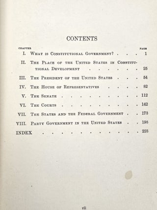 Constitutional Government in the United States