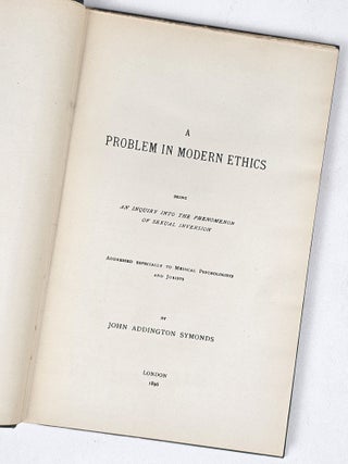 Item #1948 A Problem in Modern Ethics; Being an Inquiry into the Phenomenon of Sexual Inversion....