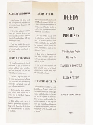 Deeds Not Promises: Why the Negro People Will Vote for Franklin D. Roosevelt and Harry S. Truman