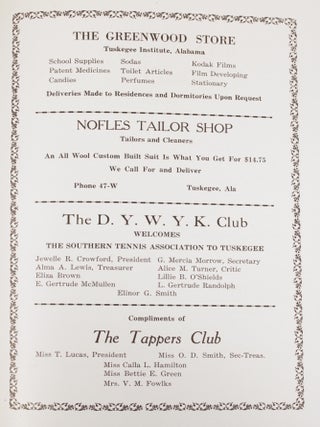 Souvenir Program, Annual Tennis Tournament, Southern Tennis Association: Open Sectional Championships Sanctioned by the American Tennis Association August 2, 3, 4, 5, 1933