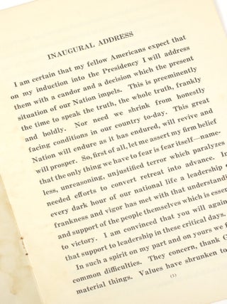 Item #2055 Inaugural Address of Franklin D. Roosevelt President of the United States Delivered at...