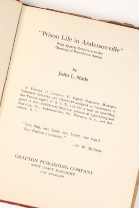 "Prison Life in Andersonville": With Special Reference to the Opening of Providence Spring (Signed)