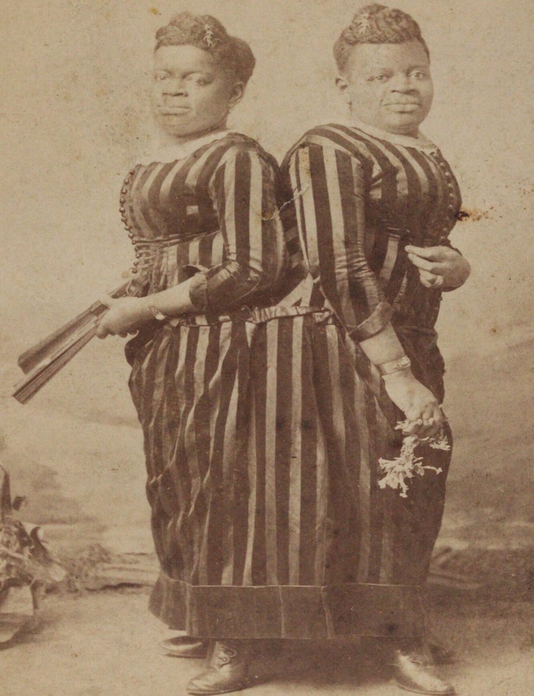 Item #2212 African American Conjoined Twins, Cabinet Card Photograph (Signed by both). Millie and Christine McKoy.