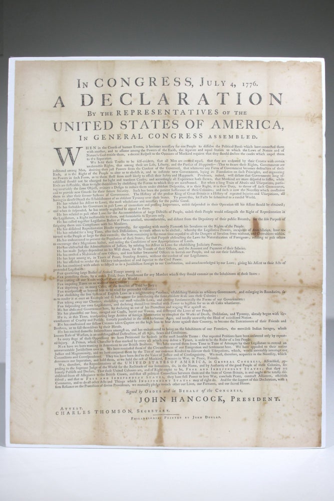 Item #594 In Congress, July 4, 1776. A Declaration By the Representatives of the United States of America, in General Congress Assembled. Declaration of Independence.